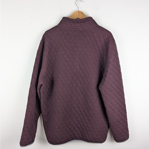 Mountain and Isles Men's Burgundy Quilted Snap High Neck Pullover Sweatshirt XXL - Picture 4 of 6